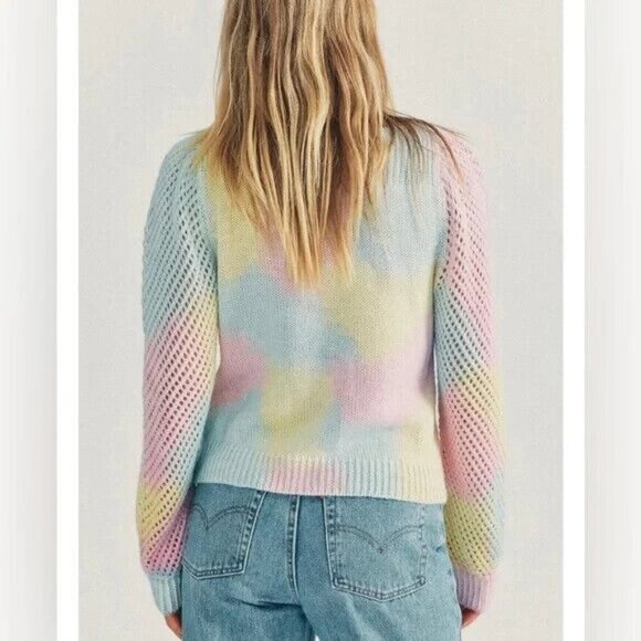LoveShackFancy Rosie Alpaca Wool Blend Sweater in Rainbow‎ Pastel Fairytale XS - Picture 3 of 11